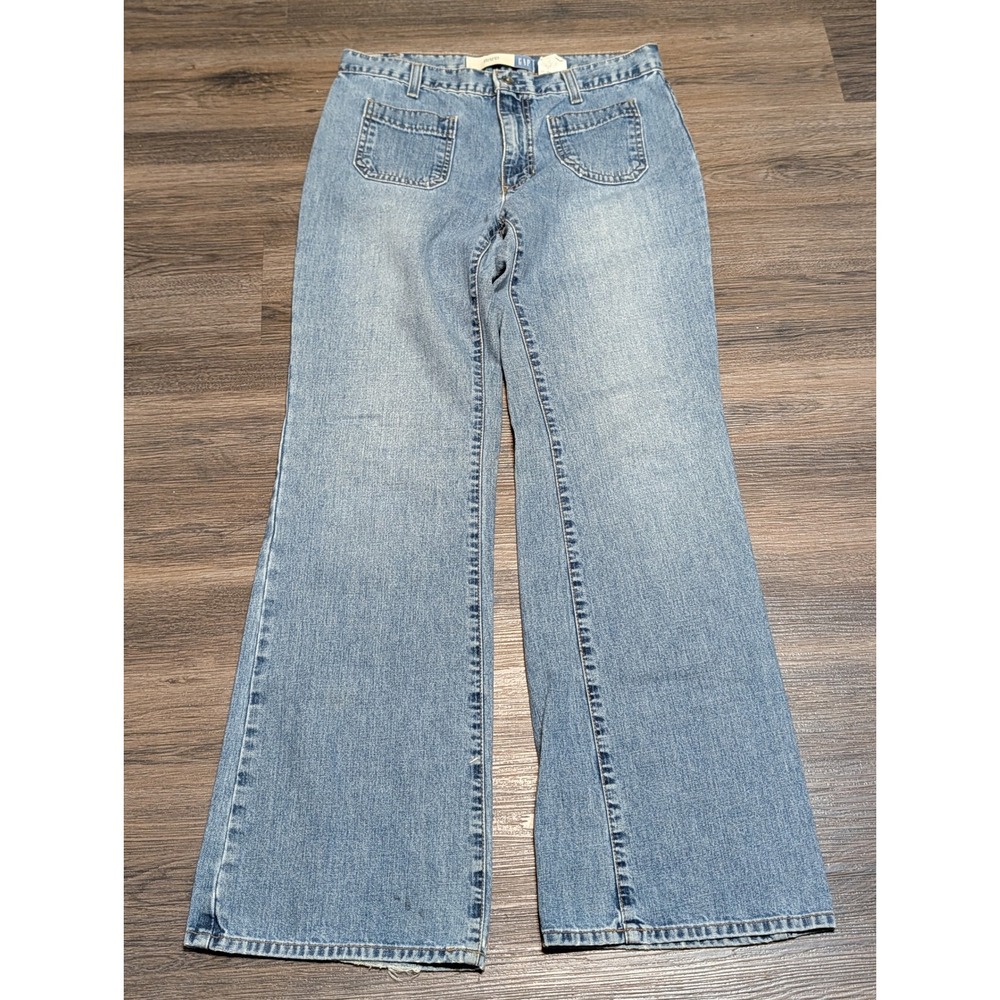 VTG GAP Flare Jeans No Pocket Womens 8 Regular Light Wash Blue Y2K USA Made
